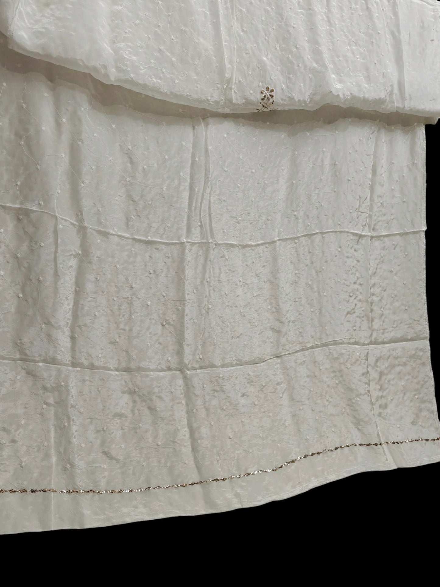 Mukesh Kamdani Suit with Moti Pearl work – Un-Stitched | Organza Silk Fabric