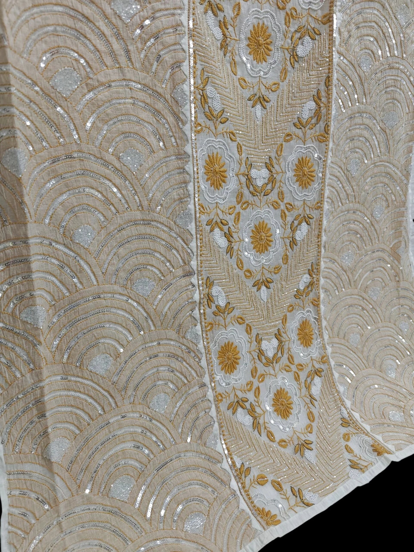 Graceful Moti Pearl & Sequin Handwork Chikankari Suit – Semi-Stitched | Premium Semi Mul Fabric