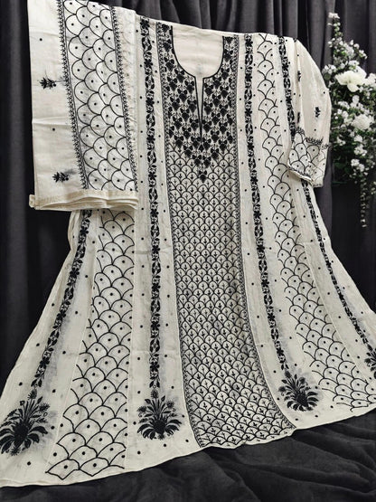 Mul Chikankari Heavy Anarkali - Moti Cut Dana work