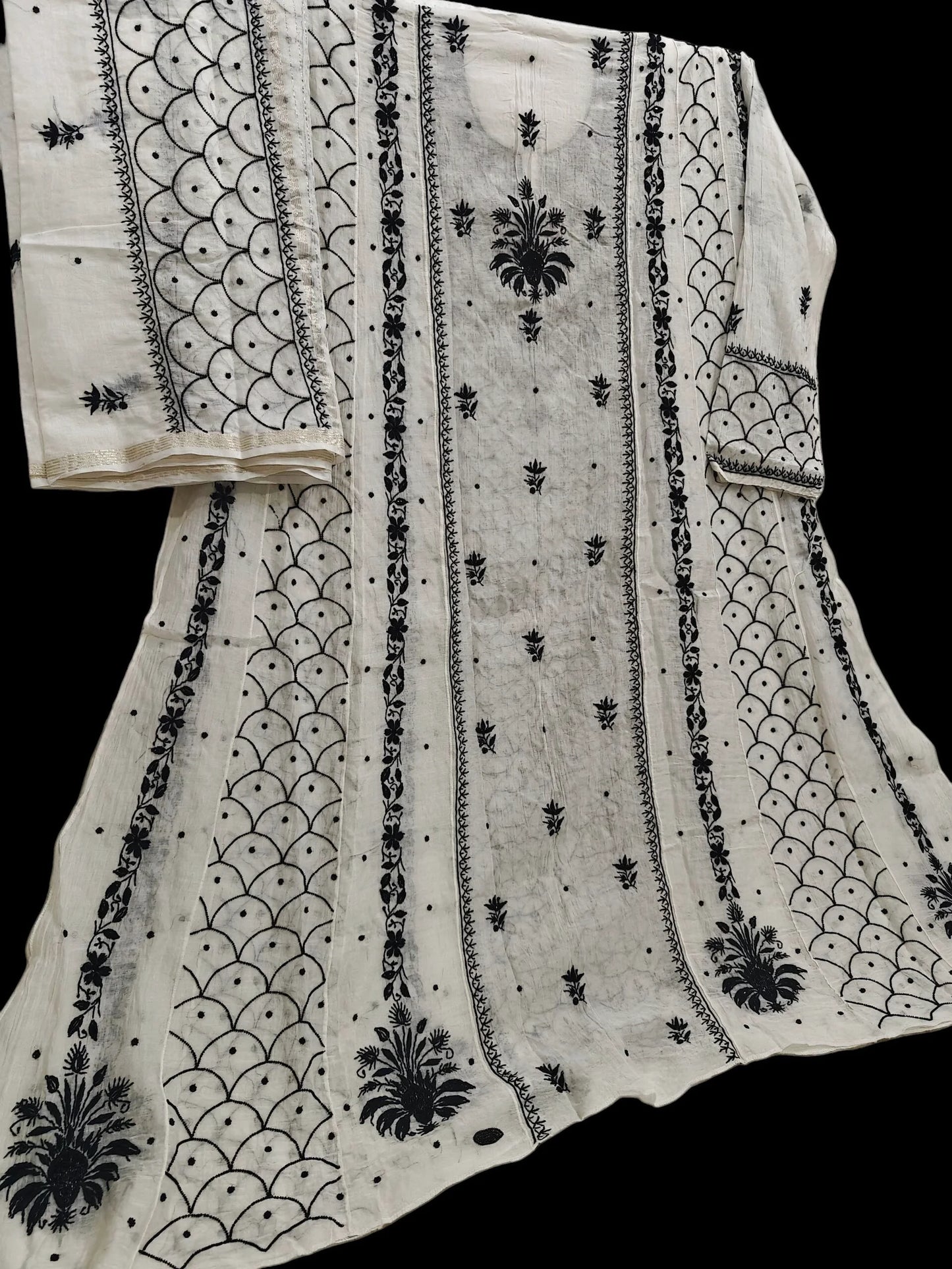 Mul Chikankari Heavy Anarkali - Moti Cut Dana work