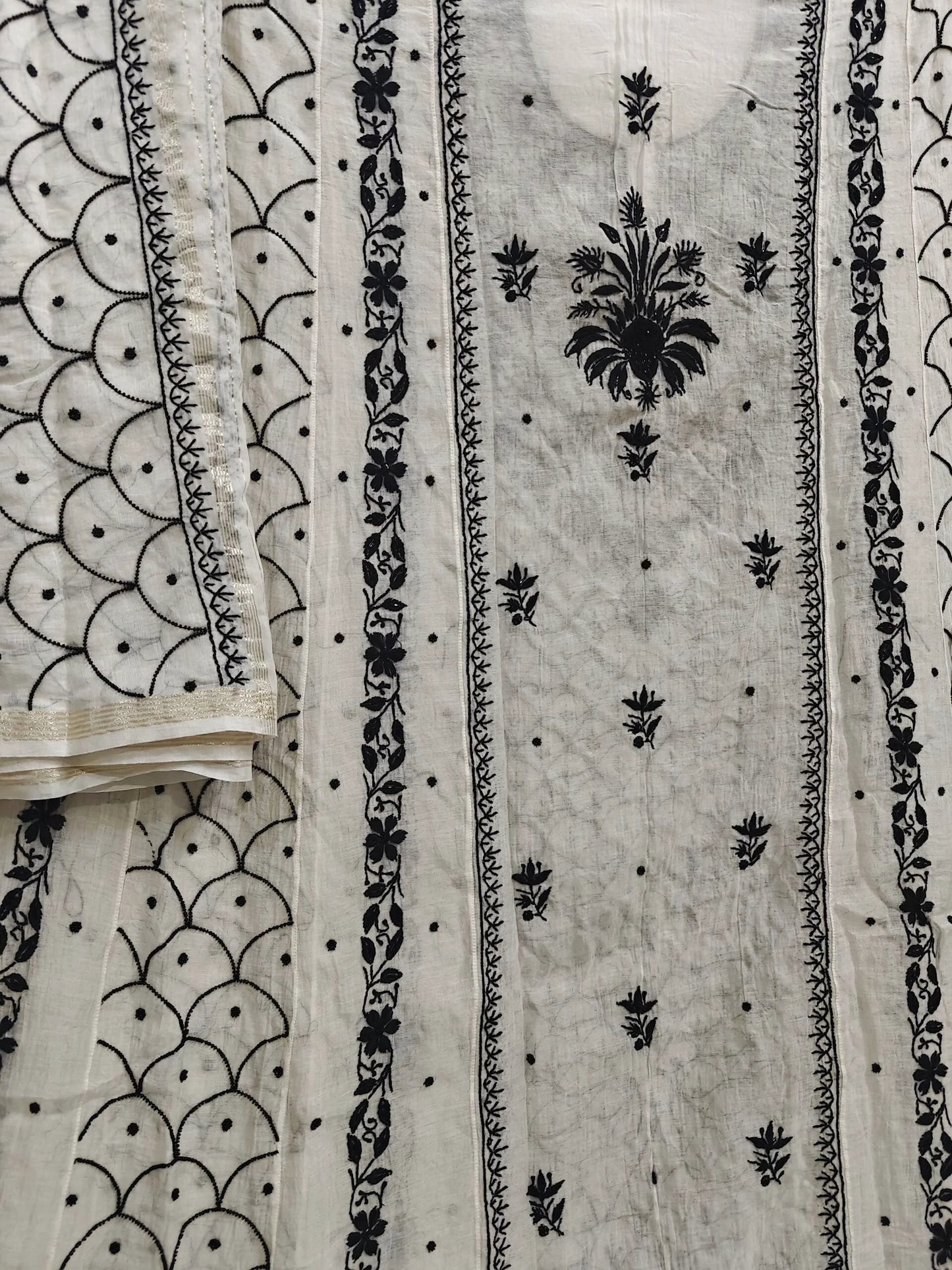 Mul Chikankari Heavy Anarkali - Moti Cut Dana work