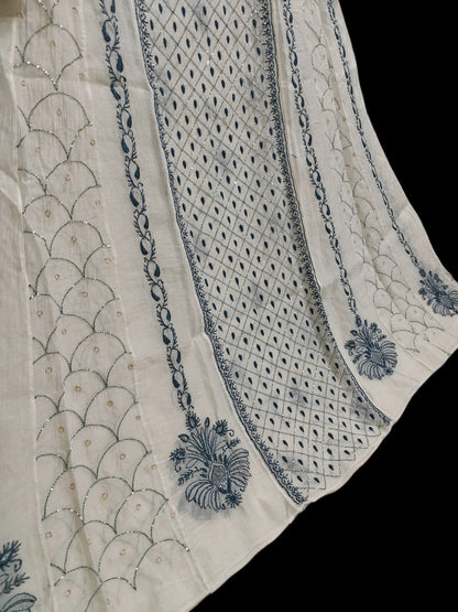 Mul Chikankari Heavy Anarkali - Moti Cut Dana work