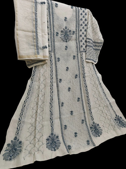 Mul Chikankari Heavy Anarkali - Moti Cut Dana work