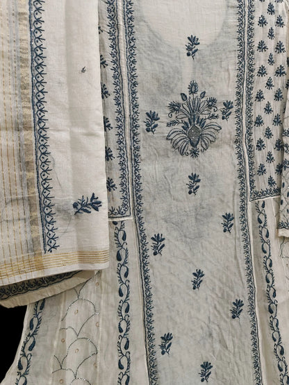 Mul Chikankari Heavy Anarkali - Moti Cut Dana work