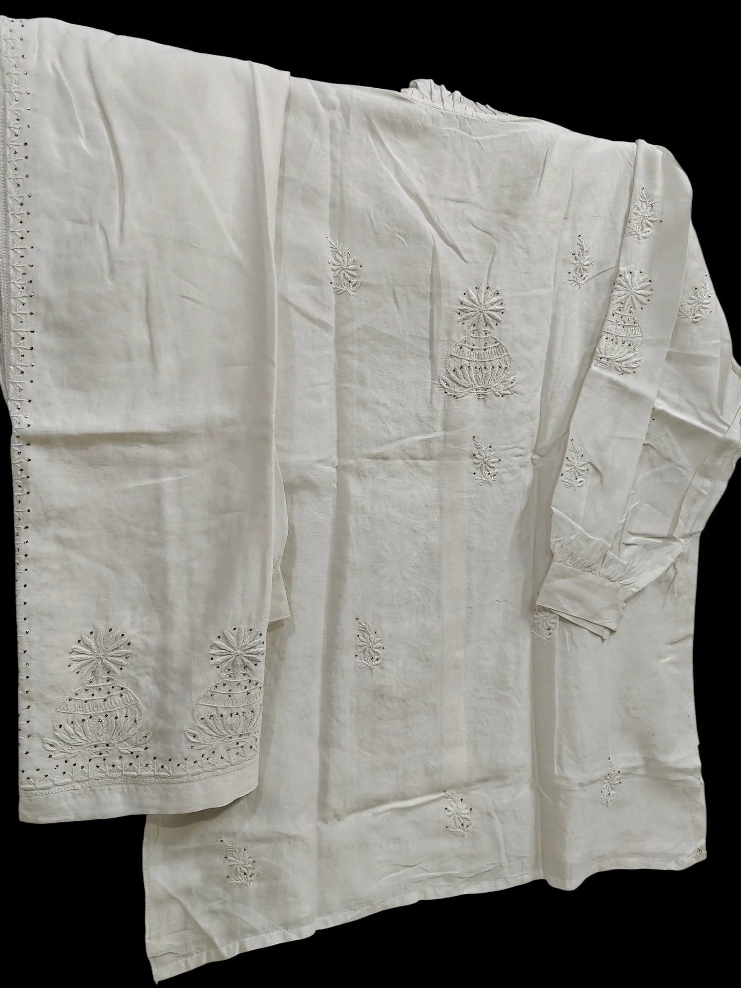 Co-ord Set with Mukesh Kamdani work – Semi-Stitched | Mul Chanderi Fabric