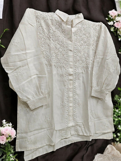 Co-ord Set with Mukesh Kamdani work – Semi-Stitched | Mul Chanderi Fabric
