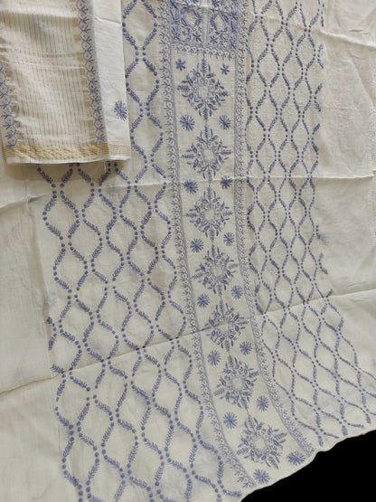 Timeless Chikankari Hand-Embroidered Mul Suit | Unstitched