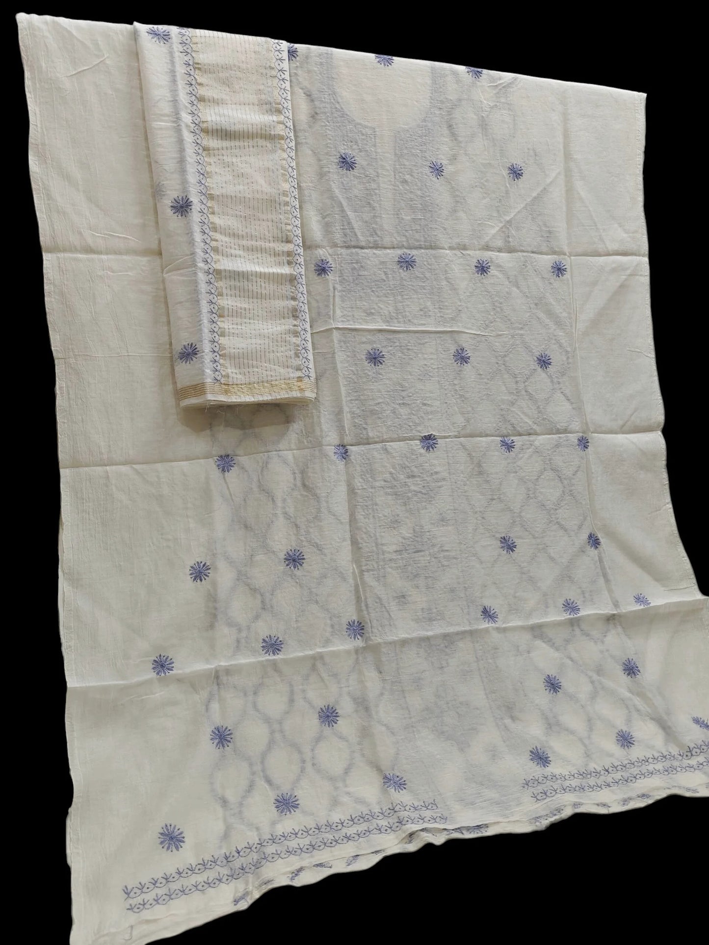 Timeless Chikankari Hand-Embroidered Mul Suit | Unstitched