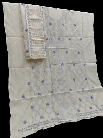 Timeless Chikankari Hand-Embroidered Mul Suit | Unstitched