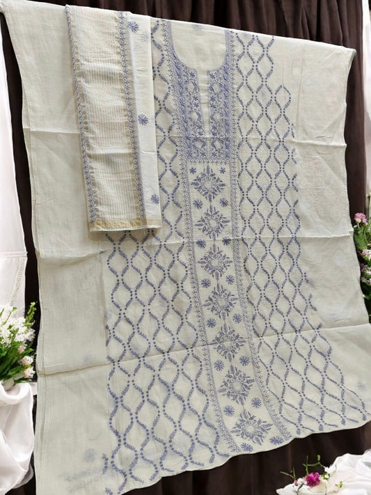 Timeless Chikankari Hand-Embroidered Mul Suit | Unstitched