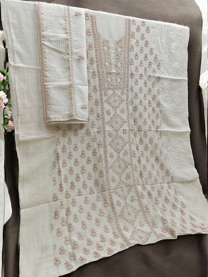 Timeless Chikankari Hand-Embroidered Mul Suit | Unstitched