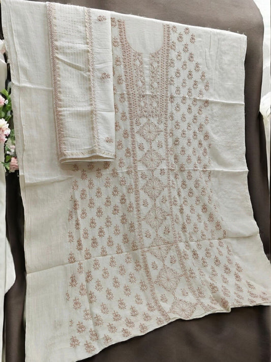 Timeless Chikankari Hand-Embroidered Mul Suit | Unstitched