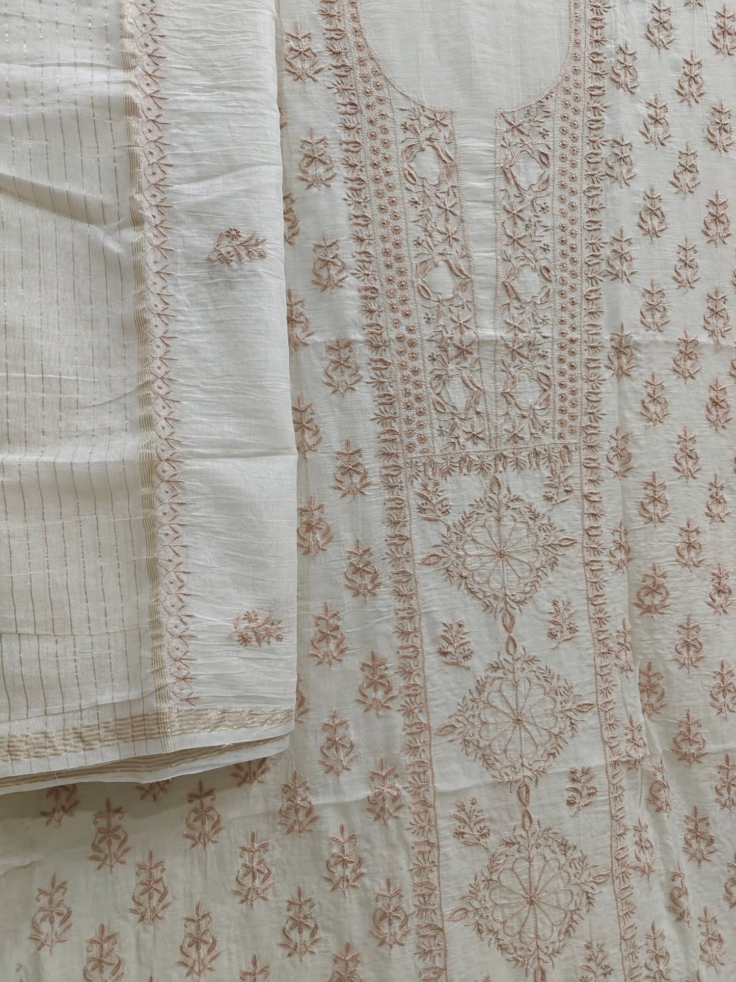 Timeless Chikankari Hand-Embroidered Mul Suit | Unstitched