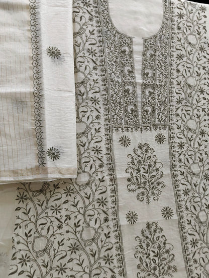 Timeless Chikankari Hand-Embroidered Mul Suit | Unstitched