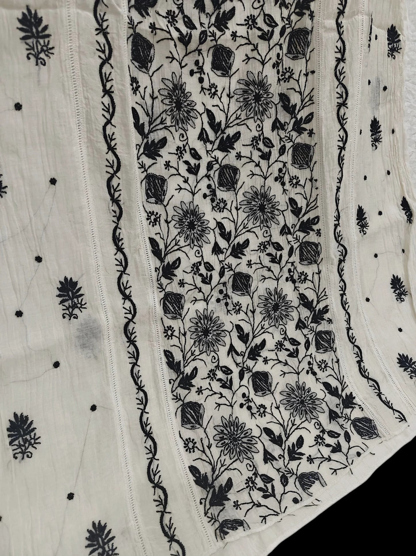 Mul Panel Suit with Moti Cut Dana work - Semi Stiched
