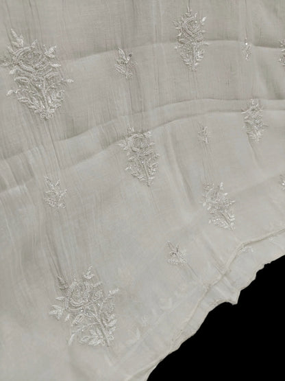 Exquisite Chikankari Suit with Moti Cut Dana work – Unstitched | Pure Mul Fabric