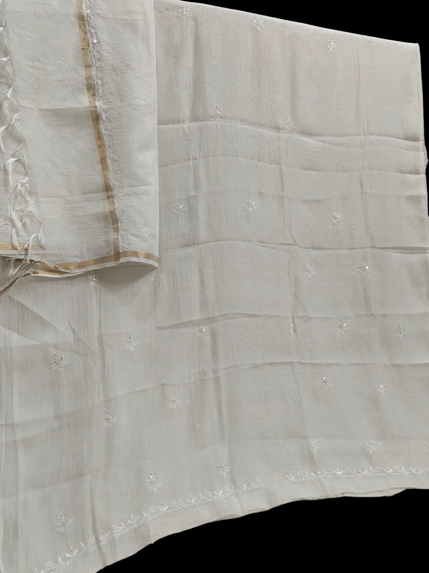 Exquisite Chikankari Suit with Moti Cut Dana work – Unstitched | Pure Mul Fabric