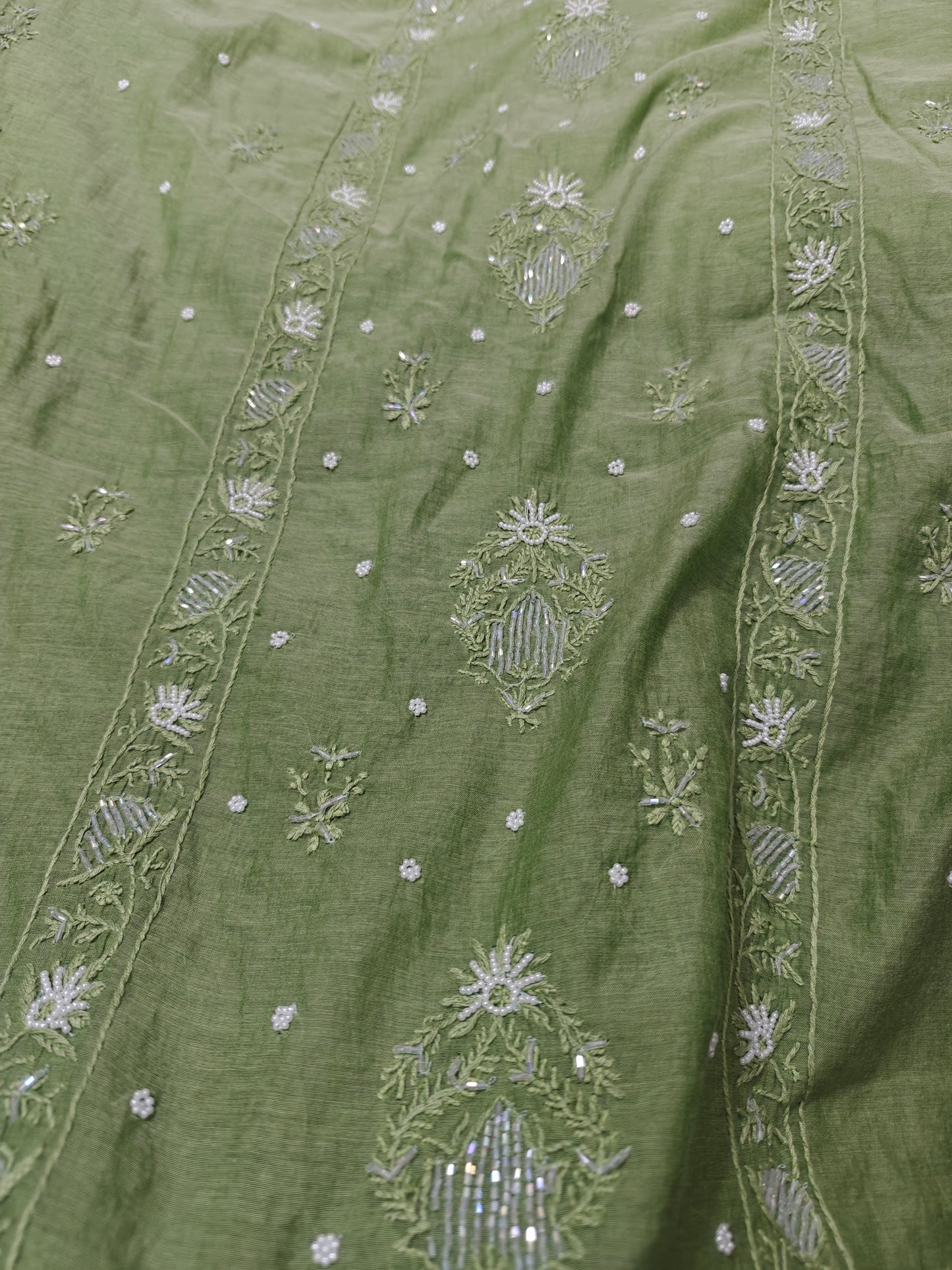 Mul Chanderi Chikankari 2 Pc Suit | Moti Cut Dana Embellishment