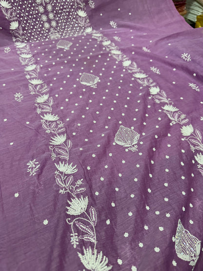 Mul Chanderi Chikankari 2 Pc Suit | Moti Cut Dana Embellishment