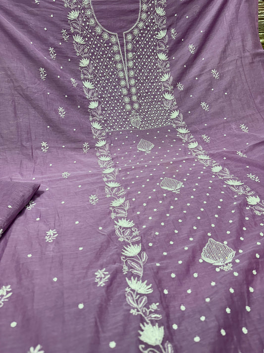 Mul Chanderi Chikankari 2 Pc Suit | Moti Cut Dana Embellishment