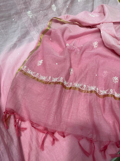 Mul Chanderi Chikankari 2 Pc Suit | Moti Cut Dana Embellishment