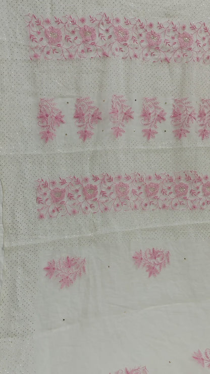Timeless Organza Chikankari Saree with Handworked Golden Kamdani | With Matching Blouse